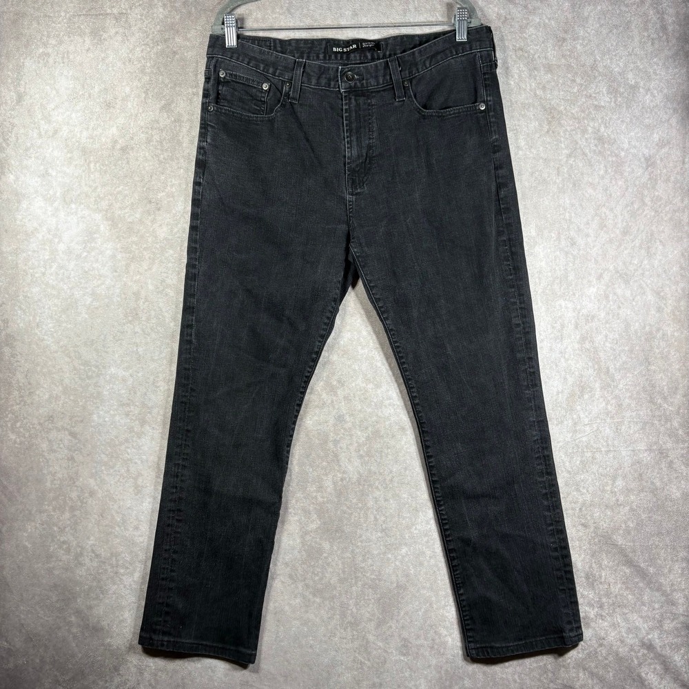 Big Star Division Straight Jeans Mens Size 36R Black Denim High Rise Pockets